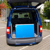 VW Caddy mit Bodenwanne, kurzer Alu-Rampe und Heckabsenkung